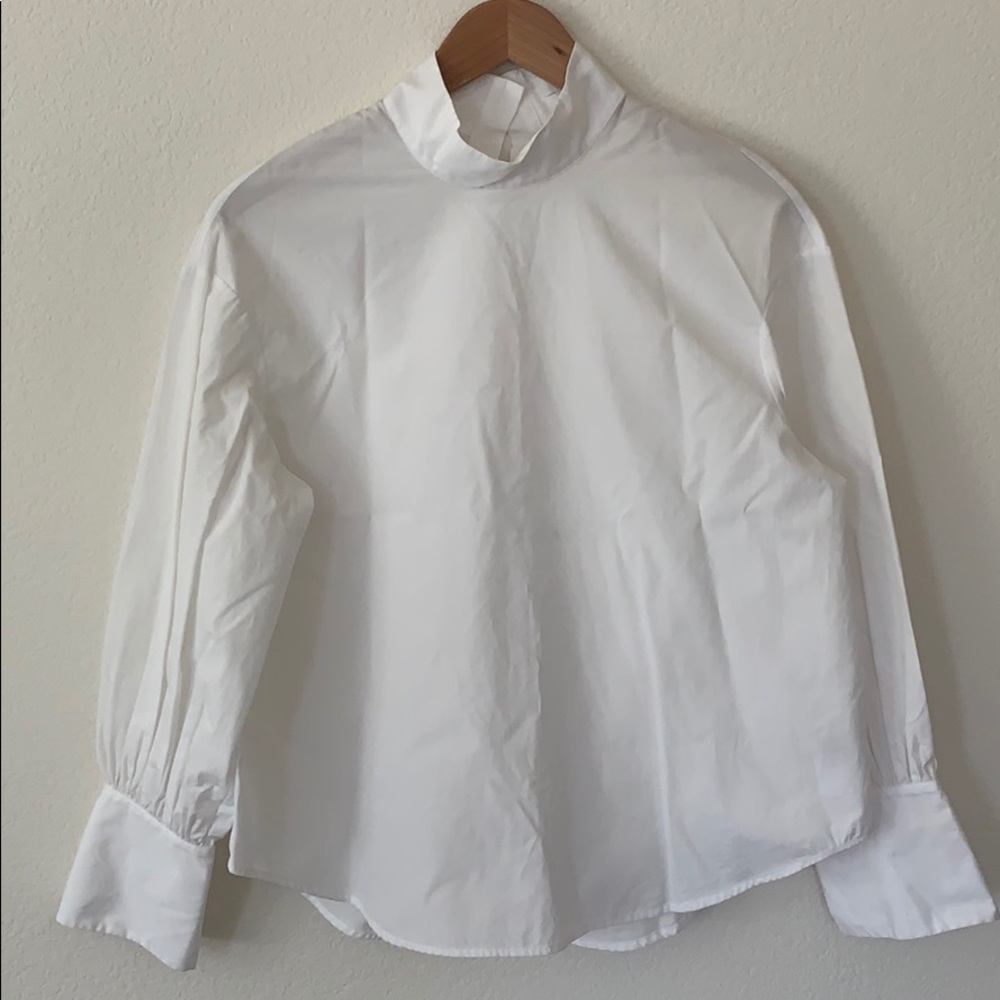 ARITZIA Babaton High Neck Blouse in White